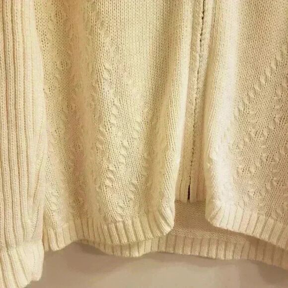 𝅺Woolrich Women's Cream Ramie/Cotton Full Zip Cardigan Sweater - Picture 7 of 11